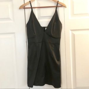 Satin slip dress. Simple sexy black mini dress